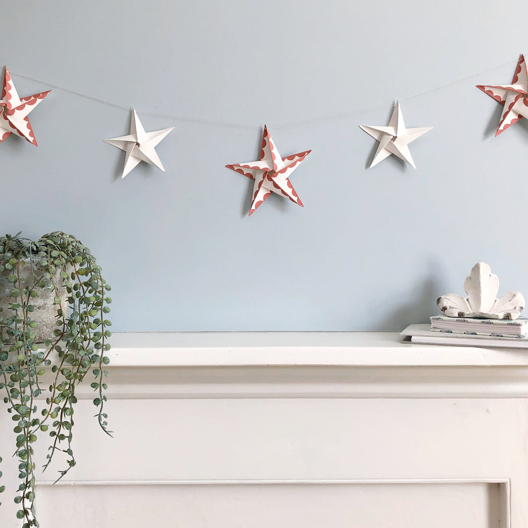 5 Star Garland - Vintage Pink Scallop Edge