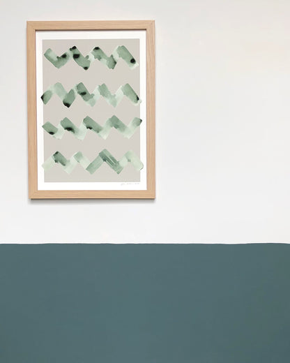 Wave Abstract Print - Taupe