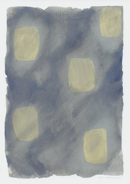Spots Abstract Print - Grey & Yellow