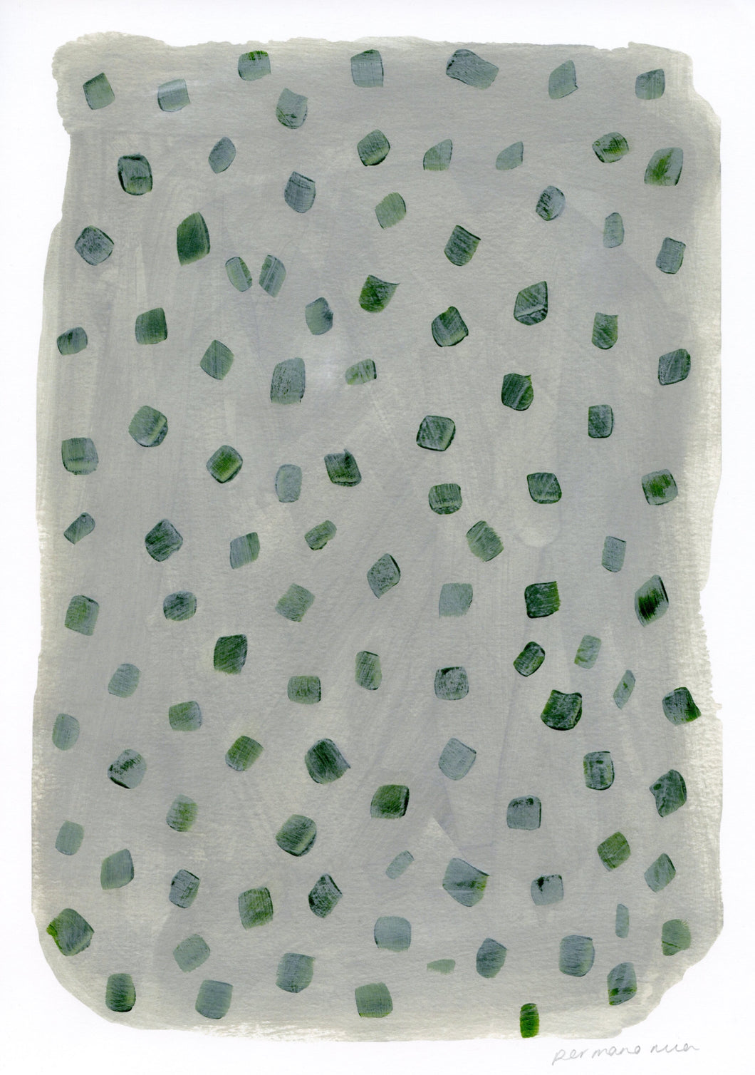 Mini Spots Abstract Print - Grey & Green