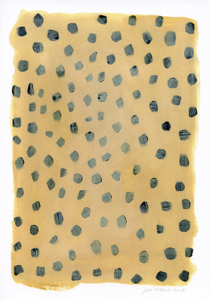 Mini Spots Abstract Print - Mustard & Black